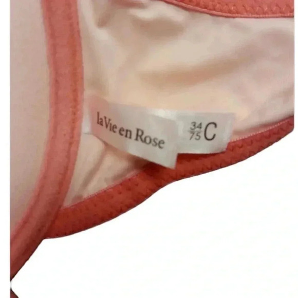 La Vie  En Rose Padded Underwire Salmon Front Closure Bra Size 34C - Picture 6 of 7
